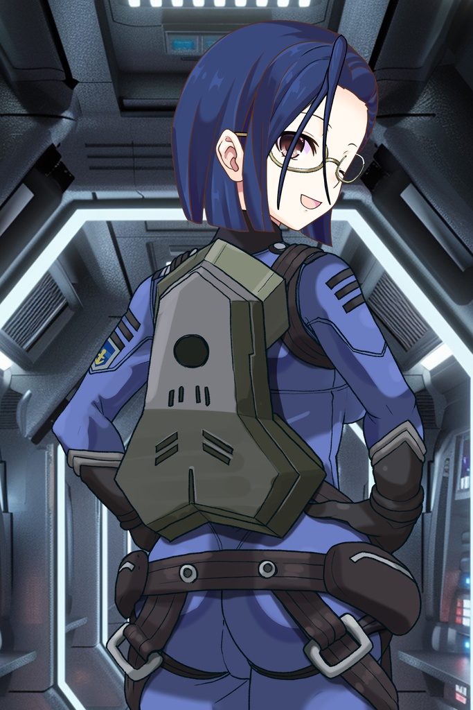 カレンちゃん+新見 薫のパイロットスーツ【宇宙戦艦ヤマト2199-2】背面 Back Angle Karen is wearing Kaoru Niimi's Pilot Suit【Space Battleship Yamato 2199-2】