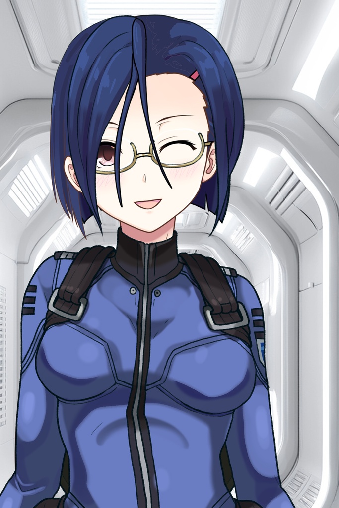 カレンちゃん+新見 薫のパイロットスーツ【宇宙戦艦ヤマト2199-3】正面Sポーズ Front S-POSE Karen is wearing Kaoru Niimi's Pilot Suit【Space Battleship Yamato 2199-3】