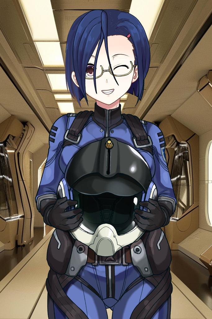 カレンちゃん+新見 薫のパイロットスーツ【宇宙戦艦ヤマト2199-3】正面Sポーズ Front S-POSE Karen is wearing Kaoru Niimi's Pilot Suit【Space Battleship Yamato 2199-3】