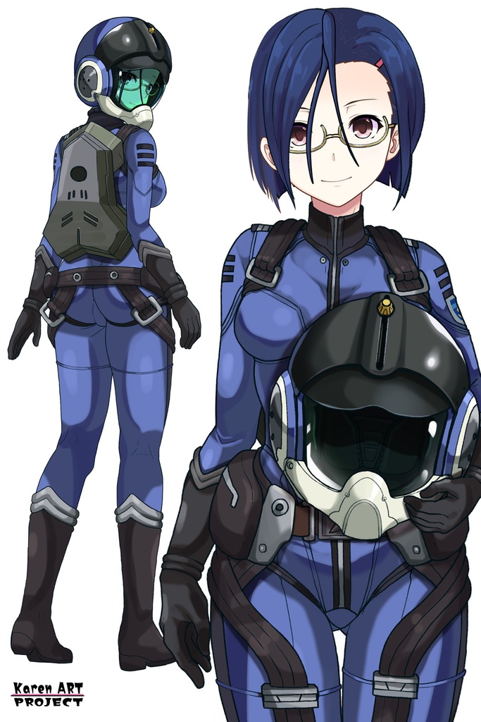 カレンちゃん+新見 薫のパイロットスーツ【宇宙戦艦ヤマト2199-3】正面Sポーズ Front S-POSE Karen is wearing Kaoru Niimi's Pilot Suit【Space Battleship Yamato 2199-3】