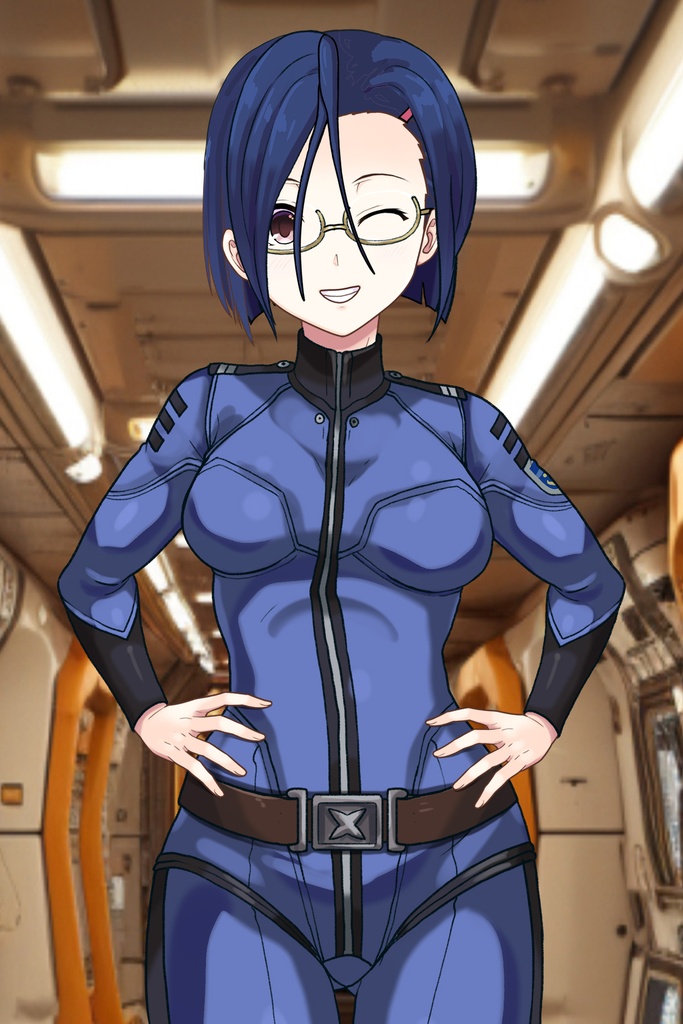 カレンちゃん+新見 薫のパイロットスーツ【宇宙戦艦ヤマト2199-3】正面Sポーズ Front S-POSE Karen is wearing Kaoru Niimi's Pilot Suit【Space Battleship Yamato 2199-3】