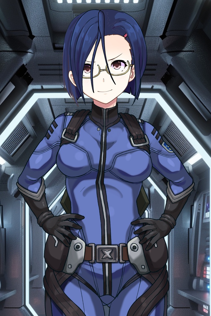 カレンちゃん+新見 薫のパイロットスーツ【宇宙戦艦ヤマト2199-3】正面Sポーズ Front S-POSE Karen is wearing Kaoru Niimi's Pilot Suit【Space Battleship Yamato 2199-3】