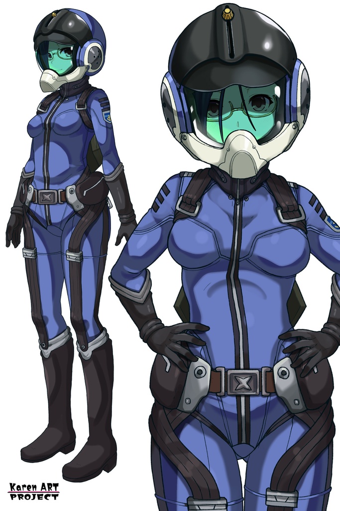 カレンちゃん+新見 薫のパイロットスーツ【宇宙戦艦ヤマト2199-3】正面Sポーズ Front S-POSE Karen is wearing Kaoru Niimi's Pilot Suit【Space Battleship Yamato 2199-3】