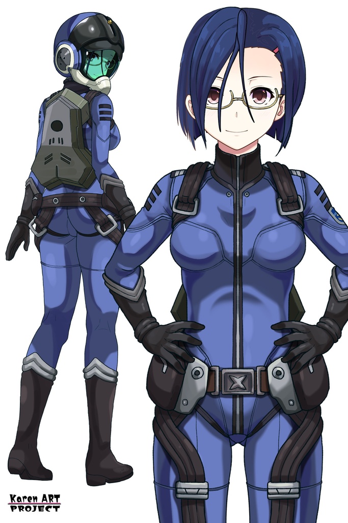 カレンちゃん+新見 薫のパイロットスーツ【宇宙戦艦ヤマト2199-4】正面 Front Angle Karen is wearing Kaoru Niimi's Pilot Suit【Space Battleship Yamato 2199-4】