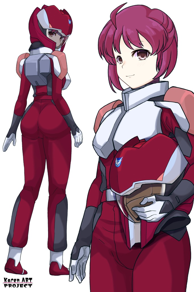 カレンちゃん+ルナマリア・ホークのノーマルスーツ【機動戦士ガンダムSEED FREEDOM-2】斜め前アングル Diagonal front angle Karen is wearing Lunamaria Hawke's Normal Suit【Mobile Suit Gundam SEED-2】