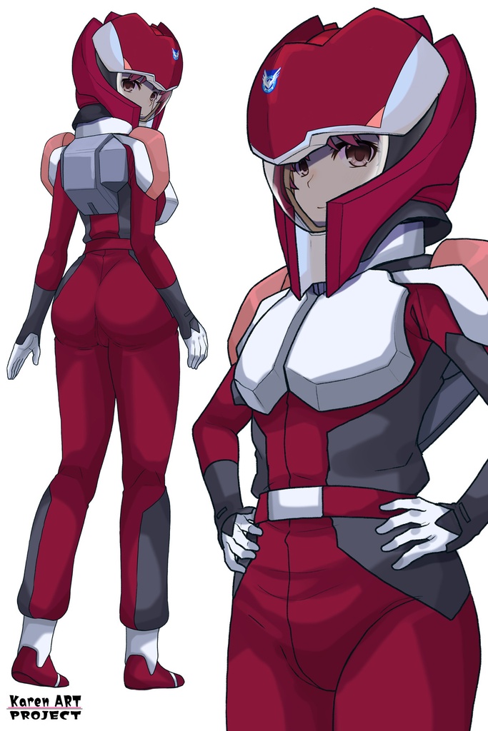 カレンちゃん+ルナマリア・ホークのノーマルスーツ【機動戦士ガンダムSEED FREEDOM-2】斜め前アングル Diagonal front angle Karen is wearing Lunamaria Hawke's Normal Suit【Mobile Suit Gundam SEED-2】