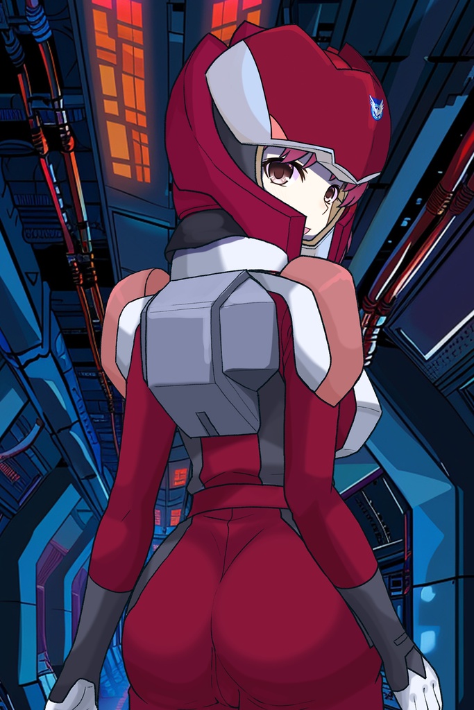 カレンちゃん+ルナマリア・ホークのノーマルスーツ【機動戦士ガンダムSEED FREEDOM-3】背面 Back Angle Karen is wearing Lunamaria Hawke's Normal Suit【Mobile Suit Gundam SEED-3】