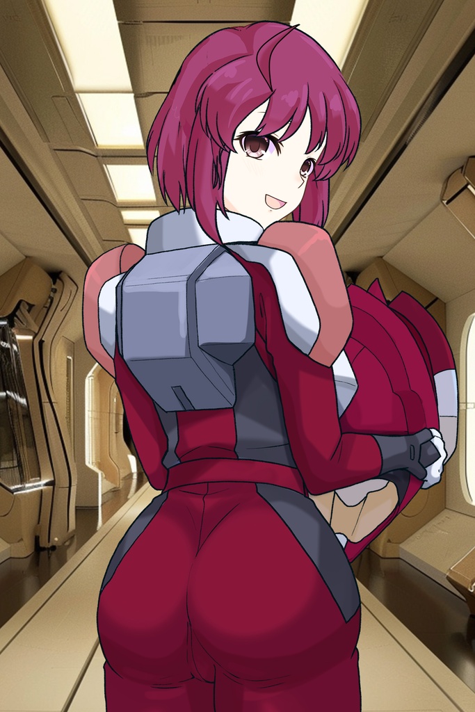カレンちゃん+ルナマリア・ホークのノーマルスーツ【機動戦士ガンダムSEED FREEDOM-3】背面 Back Angle Karen is wearing Lunamaria Hawke's Normal Suit【Mobile Suit Gundam SEED-3】