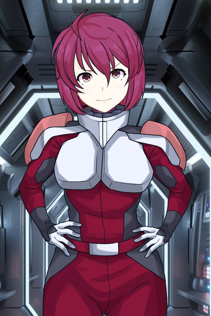 カレンちゃん+ルナマリア・ホークのノーマルスーツ【機動戦士ガンダムSEED FREEDOM-4】正面Sポーズ Front S-POSE Karen is wearing Lunamaria Hawke's Normal Suit【Mobile Suit Gundam SEED-4】