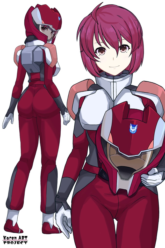 カレンちゃん+ルナマリア・ホークのノーマルスーツ【機動戦士ガンダムSEED FREEDOM-4】正面Sポーズ Front S-POSE Karen is wearing Lunamaria Hawke's Normal Suit【Mobile Suit Gundam SEED-4】