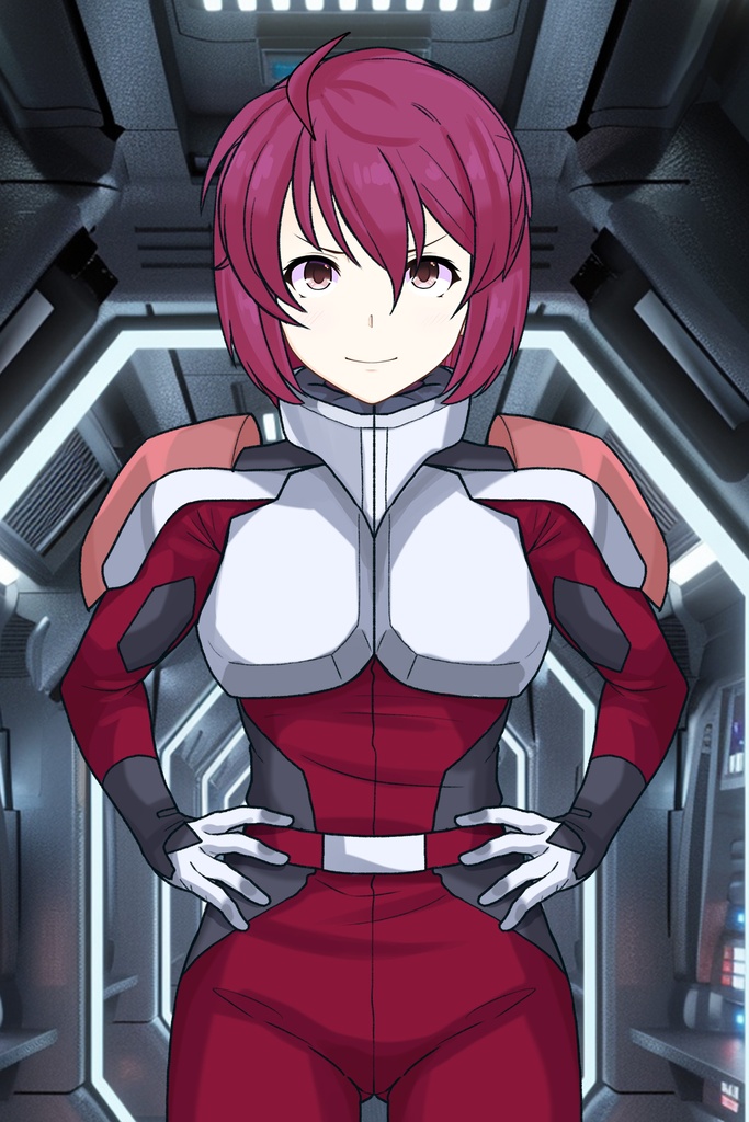 カレンちゃん+ルナマリア・ホークのノーマルスーツ【機動戦士ガンダムSEED FREEDOM-5】正面 Front Angle Karen is wearing Lunamaria Hawke's Normal Suit【Mobile Suit Gundam SEED-5】