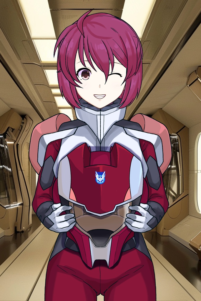 カレンちゃん+ルナマリア・ホークのノーマルスーツ【機動戦士ガンダムSEED FREEDOM-5】正面 Front Angle Karen is wearing Lunamaria Hawke's Normal Suit【Mobile Suit Gundam SEED-5】