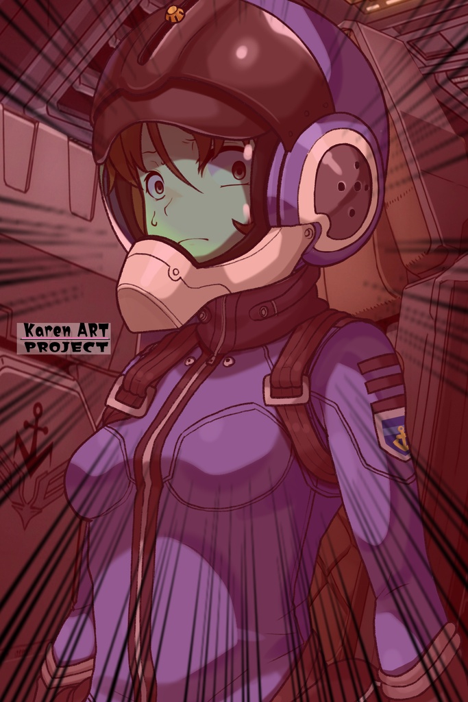 カレンちゃん+桐生 美影のパイロットスーツ【宇宙戦艦ヤマト2199-1】斜め前アングル Diagonal front angle Karen is wearing Mikage Kiryu's Pilot Suit【Space Battleship Yamato 2199-1】