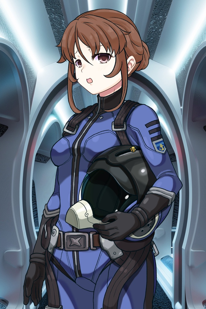 カレンちゃん+桐生 美影のパイロットスーツ【宇宙戦艦ヤマト2199-1】斜め前アングル Diagonal front angle Karen is wearing Mikage Kiryu's Pilot Suit【Space Battleship Yamato 2199-1】