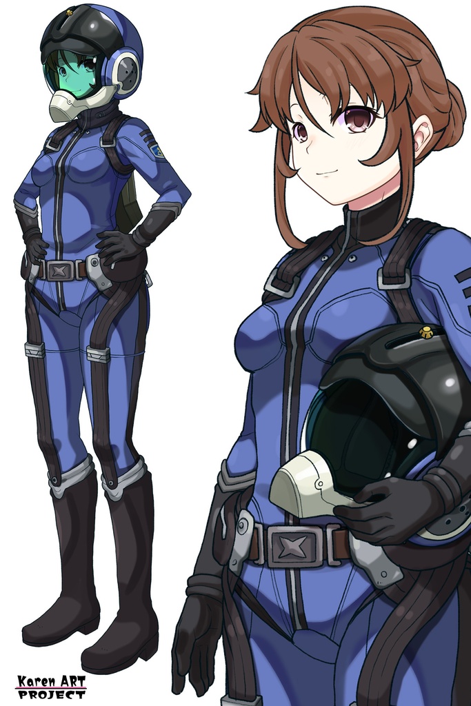 カレンちゃん+桐生 美影のパイロットスーツ【宇宙戦艦ヤマト2199-1】斜め前アングル Diagonal front angle Karen is wearing Mikage Kiryu's Pilot Suit【Space Battleship Yamato 2199-1】