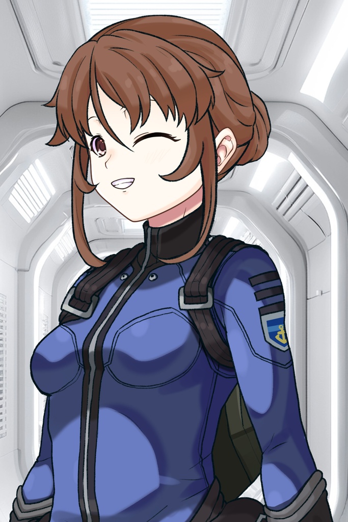 カレンちゃん+桐生 美影のパイロットスーツ【宇宙戦艦ヤマト2199-1】斜め前アングル Diagonal front angle Karen is wearing Mikage Kiryu's Pilot Suit【Space Battleship Yamato 2199-1】