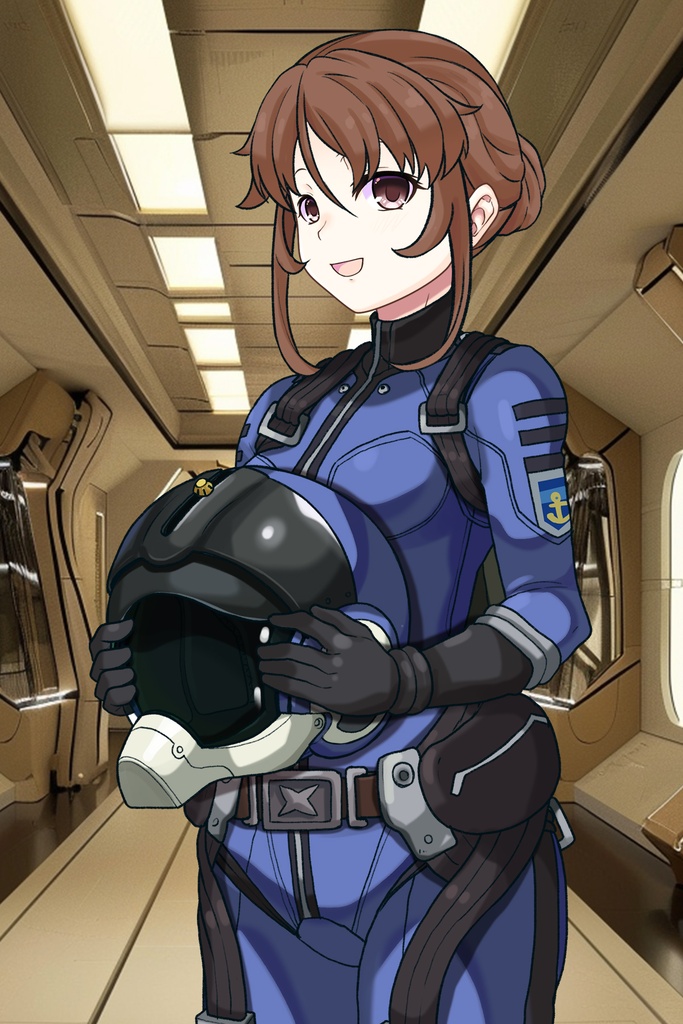 カレンちゃん+桐生 美影のパイロットスーツ【宇宙戦艦ヤマト2199-1】斜め前アングル Diagonal front angle Karen is wearing Mikage Kiryu's Pilot Suit【Space Battleship Yamato 2199-1】