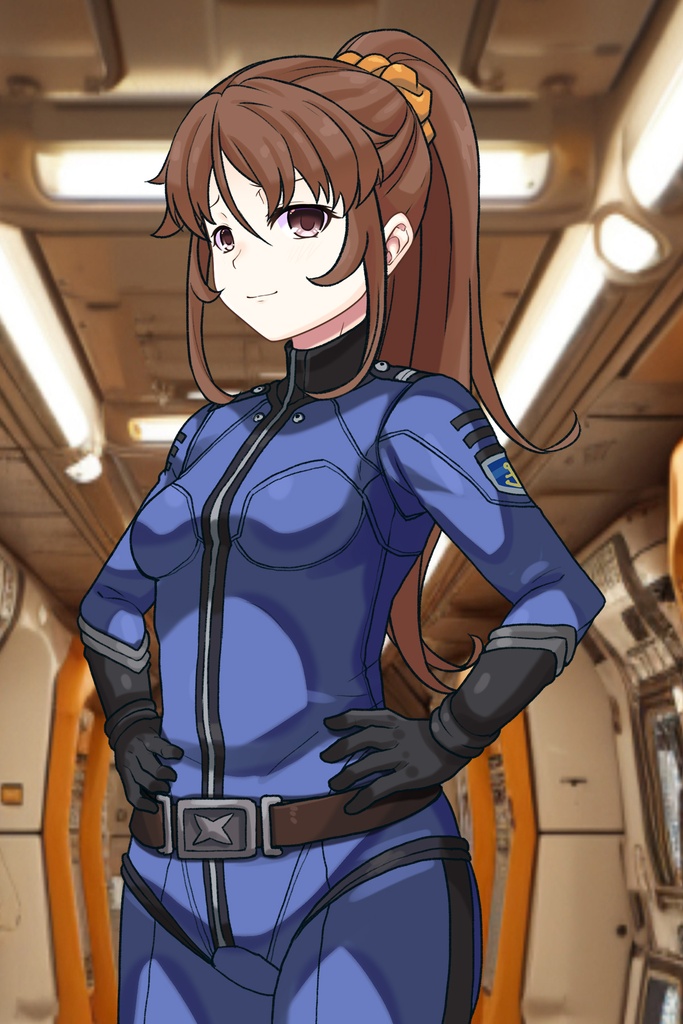 カレンちゃん+桐生 美影のパイロットスーツ【宇宙戦艦ヤマト2199-1】斜め前アングル Diagonal front angle Karen is wearing Mikage Kiryu's Pilot Suit【Space Battleship Yamato 2199-1】