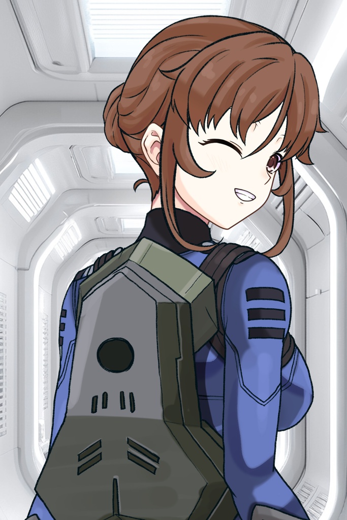 カレンちゃん+桐生 美影のパイロットスーツ【宇宙戦艦ヤマト2199-2】背面 Back Angle Karen is wearing Mikage Kiryu's Pilot Suit【Space Battleship Yamato 2199-2】
