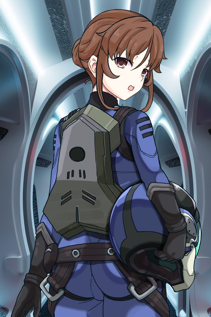 カレンちゃん+桐生 美影のパイロットスーツ【宇宙戦艦ヤマト2199-2】背面 Back Angle Karen is wearing Mikage Kiryu's Pilot Suit【Space Battleship Yamato 2199-2】