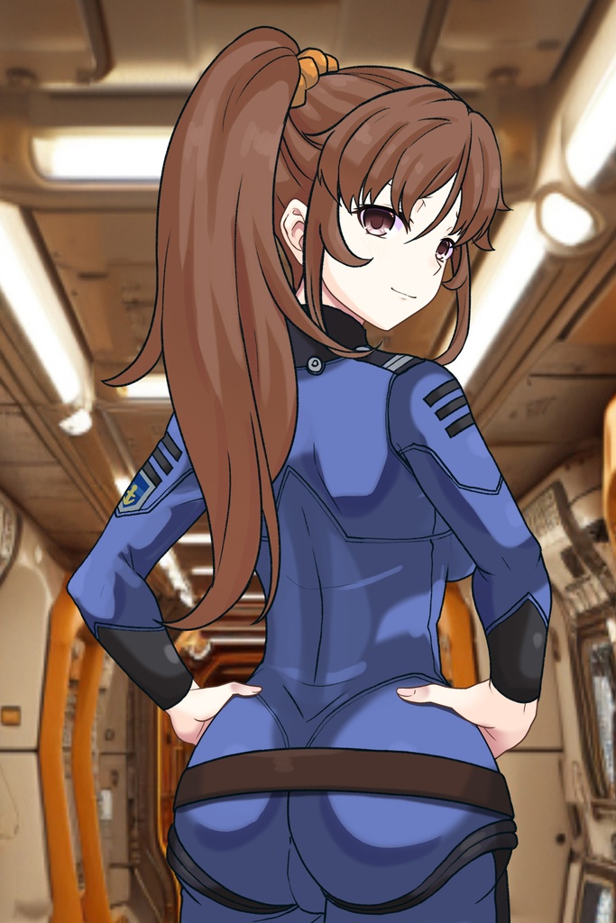 カレンちゃん+桐生 美影のパイロットスーツ【宇宙戦艦ヤマト2199-2】背面 Back Angle Karen is wearing Mikage Kiryu's Pilot Suit【Space Battleship Yamato 2199-2】