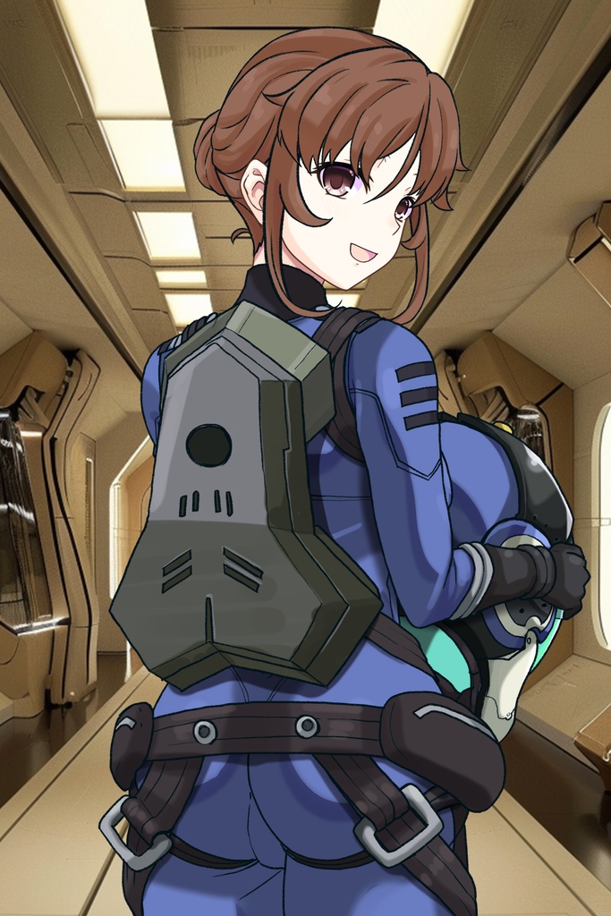 カレンちゃん+桐生 美影のパイロットスーツ【宇宙戦艦ヤマト2199-2】背面 Back Angle Karen is wearing Mikage Kiryu's Pilot Suit【Space Battleship Yamato 2199-2】