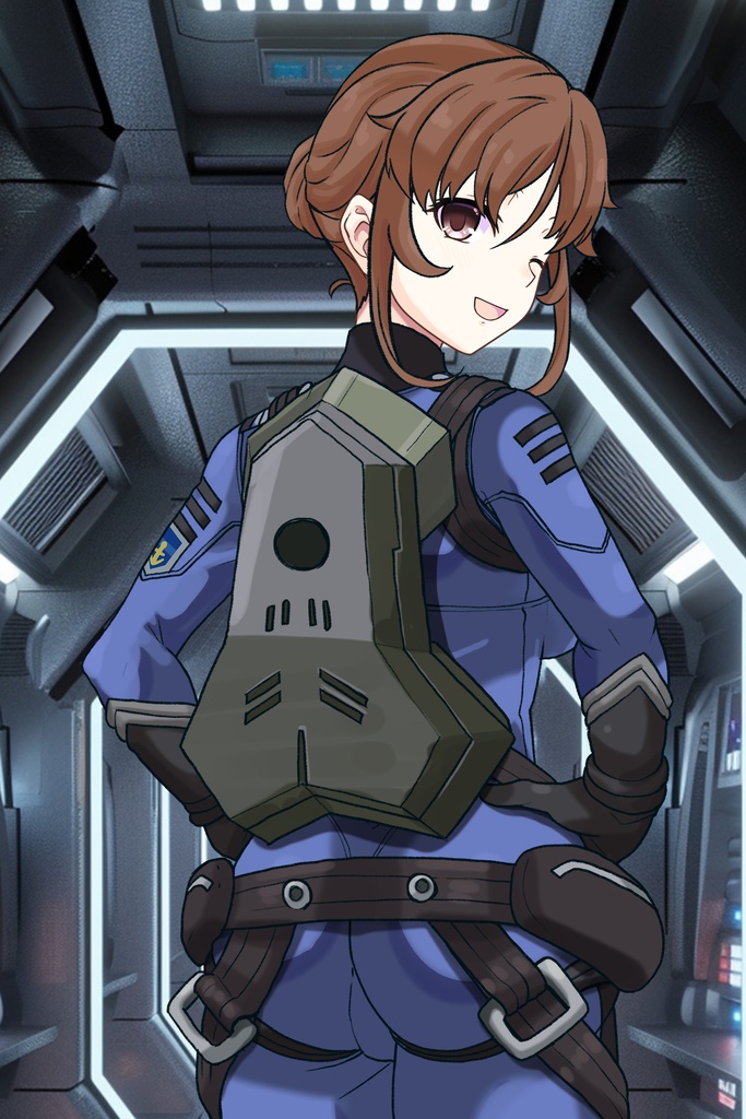 カレンちゃん+桐生 美影のパイロットスーツ【宇宙戦艦ヤマト2199-2】背面 Back Angle Karen is wearing Mikage Kiryu's Pilot Suit【Space Battleship Yamato 2199-2】