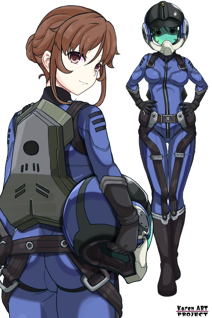 カレンちゃん+桐生 美影のパイロットスーツ【宇宙戦艦ヤマト2199-2】背面 Back Angle Karen is wearing Mikage Kiryu's Pilot Suit【Space Battleship Yamato 2199-2】