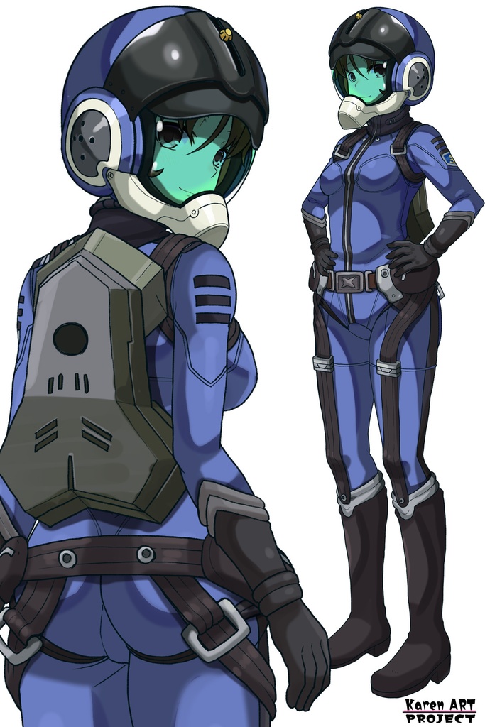 カレンちゃん+桐生 美影のパイロットスーツ【宇宙戦艦ヤマト2199-2】背面 Back Angle Karen is wearing Mikage Kiryu's Pilot Suit【Space Battleship Yamato 2199-2】