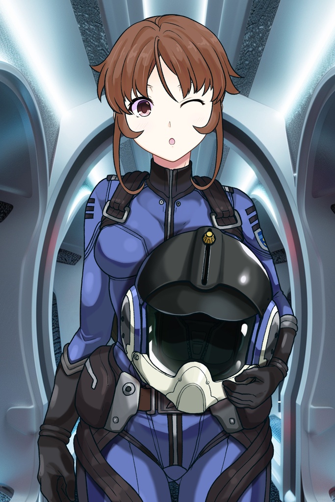 カレンちゃん+桐生 美影のパイロットスーツ【宇宙戦艦ヤマト2199-3】正面Sポーズ Front S-POSE Karen is wearing Mikage Kiryu's Pilot Suit【Space Battleship Yamato 2199-3】