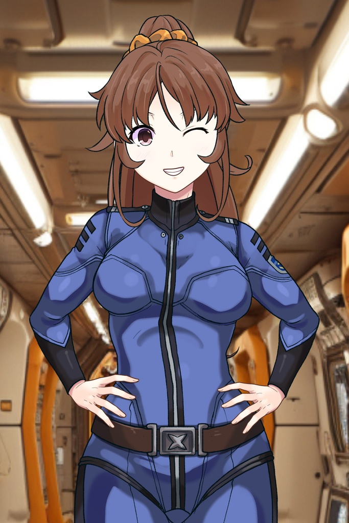 カレンちゃん+桐生 美影のパイロットスーツ【宇宙戦艦ヤマト2199-3】正面Sポーズ Front S-POSE Karen is wearing Mikage Kiryu's Pilot Suit【Space Battleship Yamato 2199-3】