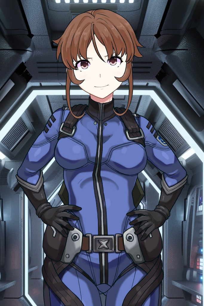 カレンちゃん+桐生 美影のパイロットスーツ【宇宙戦艦ヤマト2199-3】正面Sポーズ Front S-POSE Karen is wearing Mikage Kiryu's Pilot Suit【Space Battleship Yamato 2199-3】