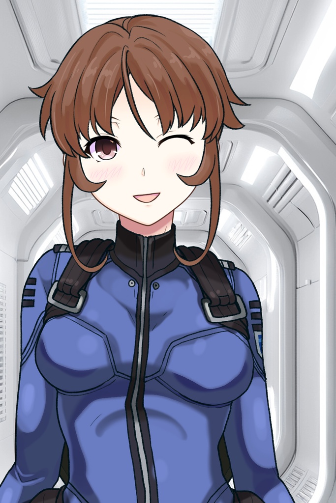 カレンちゃん+桐生 美影のパイロットスーツ【宇宙戦艦ヤマト2199-3】正面Sポーズ Front S-POSE Karen is wearing Mikage Kiryu's Pilot Suit【Space Battleship Yamato 2199-3】