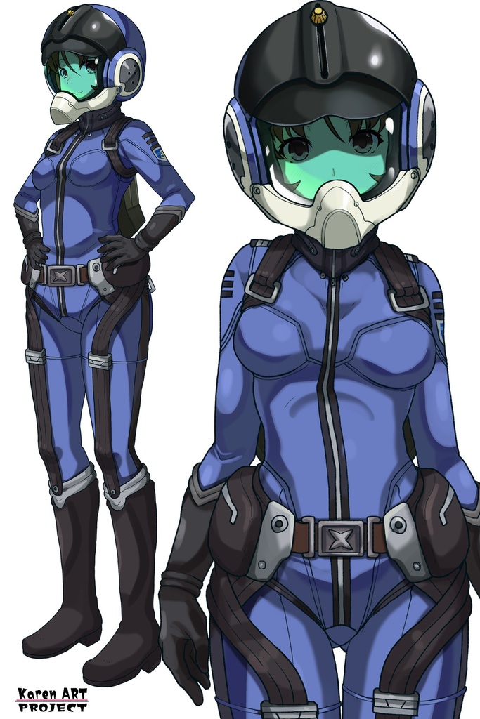 カレンちゃん+桐生 美影のパイロットスーツ【宇宙戦艦ヤマト2199-3】正面Sポーズ Front S-POSE Karen is wearing Mikage Kiryu's Pilot Suit【Space Battleship Yamato 2199-3】