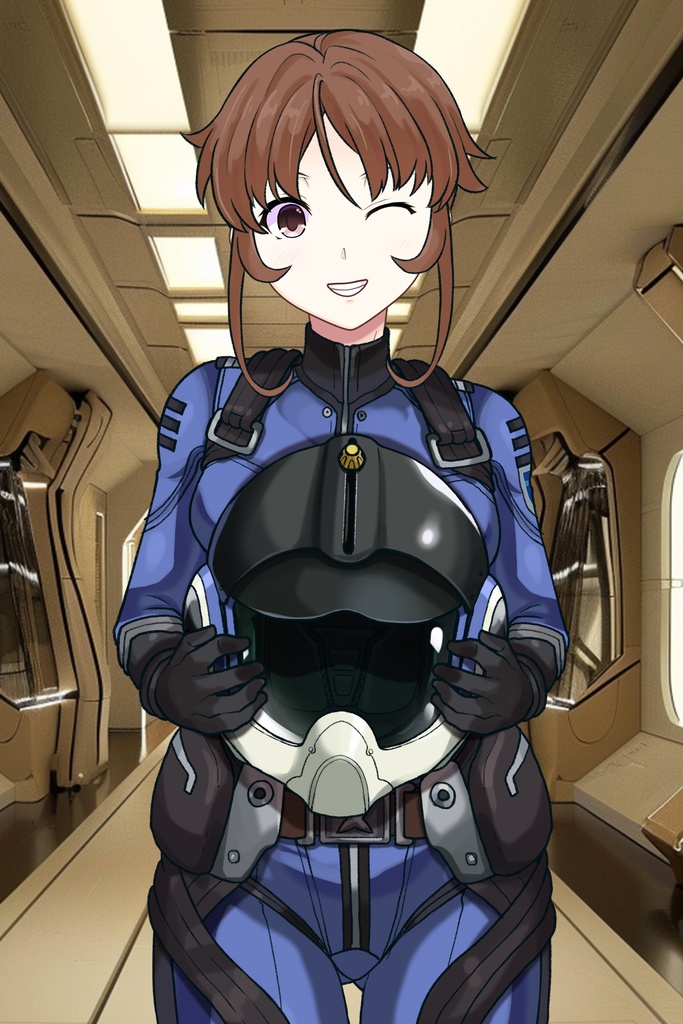 カレンちゃん+桐生 美影のパイロットスーツ【宇宙戦艦ヤマト2199-3】正面Sポーズ Front S-POSE Karen is wearing Mikage Kiryu's Pilot Suit【Space Battleship Yamato 2199-3】