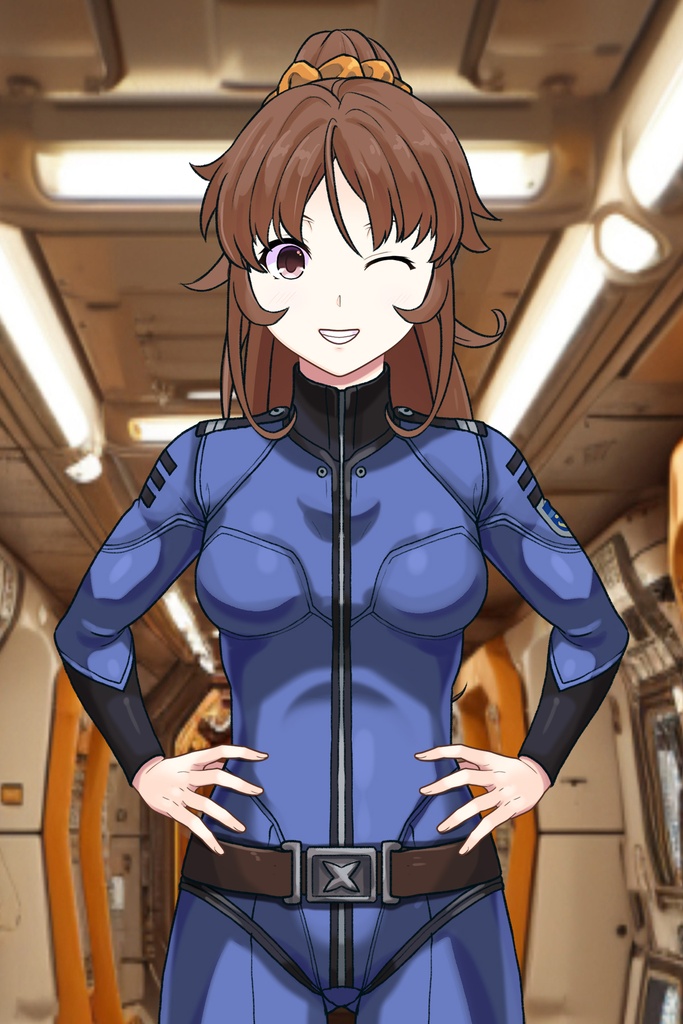 カレンちゃん+桐生 美影のパイロットスーツ【宇宙戦艦ヤマト2199-4】正面 Front Angle Karen is wearing Mikage Kiryu's Pilot Suit【Space Battleship Yamato 2199-4】