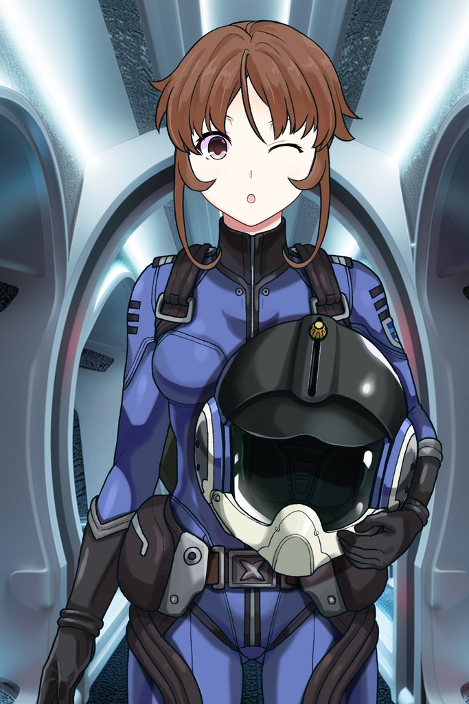カレンちゃん+桐生 美影のパイロットスーツ【宇宙戦艦ヤマト2199-4】正面 Front Angle Karen is wearing Mikage Kiryu's Pilot Suit【Space Battleship Yamato 2199-4】