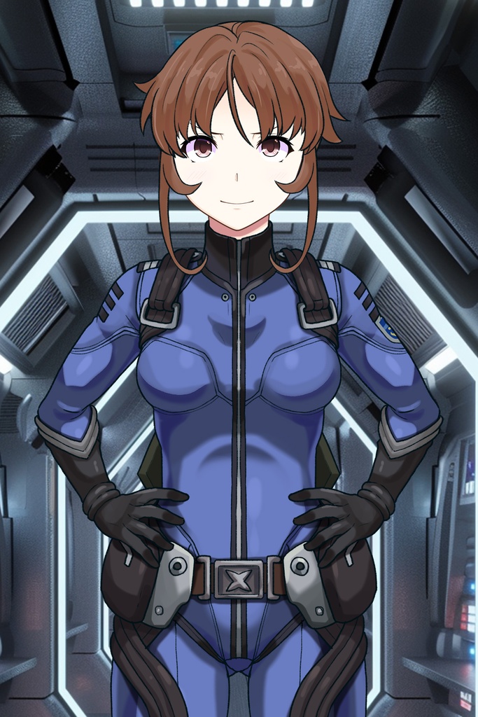 カレンちゃん+桐生 美影のパイロットスーツ【宇宙戦艦ヤマト2199-4】正面 Front Angle Karen is wearing Mikage Kiryu's Pilot Suit【Space Battleship Yamato 2199-4】