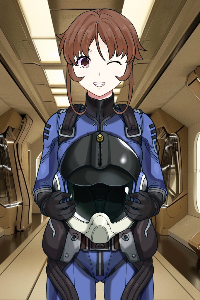 カレンちゃん+桐生 美影のパイロットスーツ【宇宙戦艦ヤマト2199-4】正面 Front Angle Karen is wearing Mikage Kiryu's Pilot Suit【Space Battleship Yamato 2199-4】