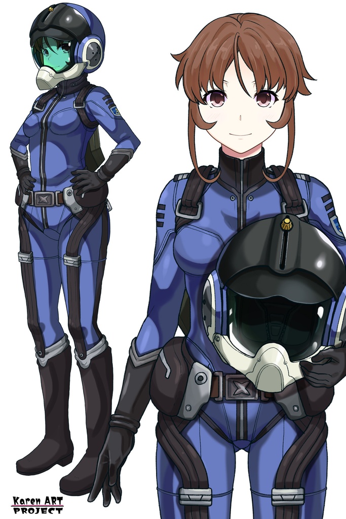 カレンちゃん+桐生 美影のパイロットスーツ【宇宙戦艦ヤマト2199-4】正面 Front Angle Karen is wearing Mikage Kiryu's Pilot Suit【Space Battleship Yamato 2199-4】