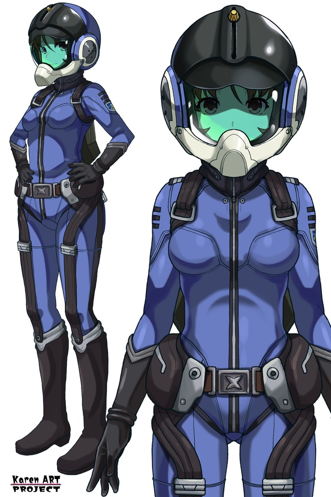 カレンちゃん+桐生 美影のパイロットスーツ【宇宙戦艦ヤマト2199-4】正面 Front Angle Karen is wearing Mikage Kiryu's Pilot Suit【Space Battleship Yamato 2199-4】