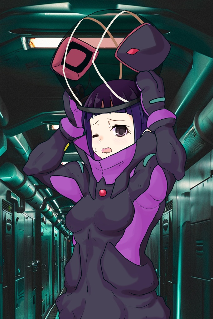 ゆりちゃん+ユリン・ルシェルのパイロットスーツ【機動戦士ガンダムAGE-1】斜め前アングル Diagonal front angle Yuri is wearing Yurin L'Ciel's Pilot Suit【Mobile Suit Gundam AGE-1】