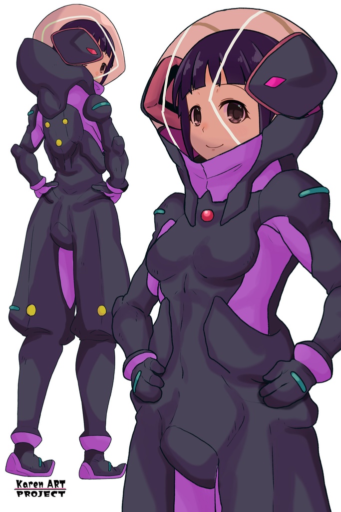 ゆりちゃん+ユリン・ルシェルのパイロットスーツ【機動戦士ガンダムAGE-1】斜め前アングル Diagonal front angle Yuri is wearing Yurin L'Ciel's Pilot Suit【Mobile Suit Gundam AGE-1】
