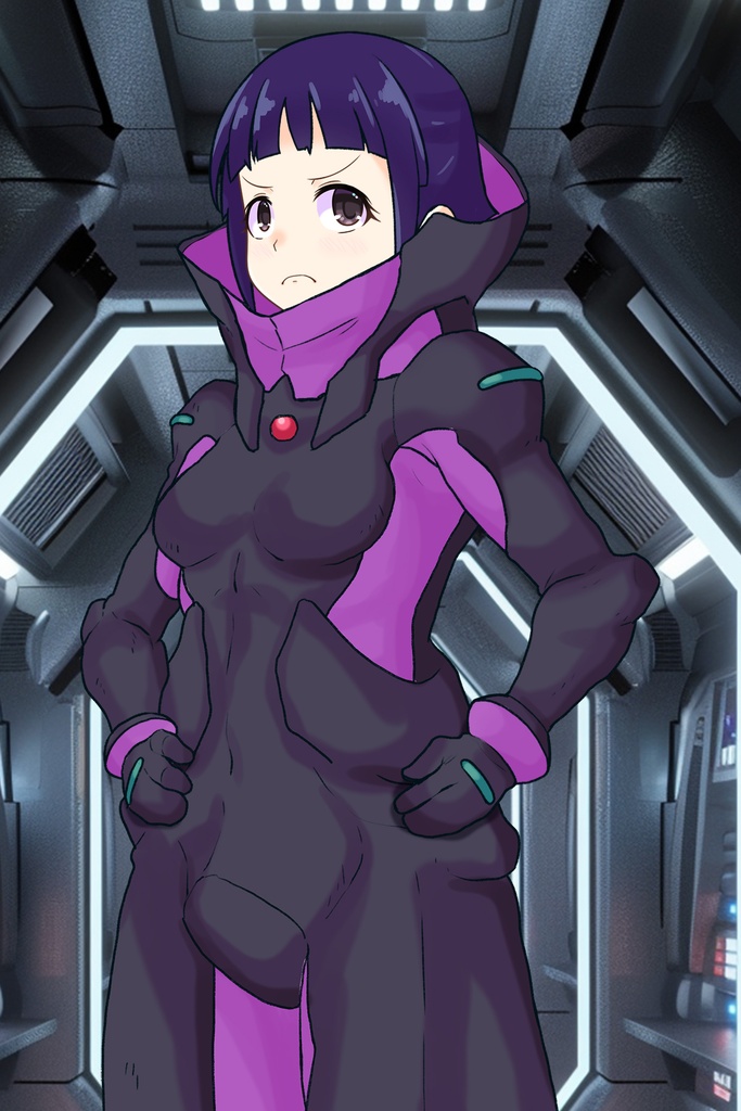 ゆりちゃん+ユリン・ルシェルのパイロットスーツ【機動戦士ガンダムAGE-1】斜め前アングル Diagonal front angle Yuri is wearing Yurin L'Ciel's Pilot Suit【Mobile Suit Gundam AGE-1】