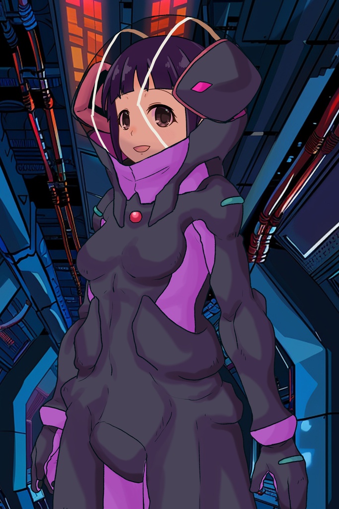 ゆりちゃん+ユリン・ルシェルのパイロットスーツ【機動戦士ガンダムAGE-1】斜め前アングル Diagonal front angle Yuri is wearing Yurin L'Ciel's Pilot Suit【Mobile Suit Gundam AGE-1】