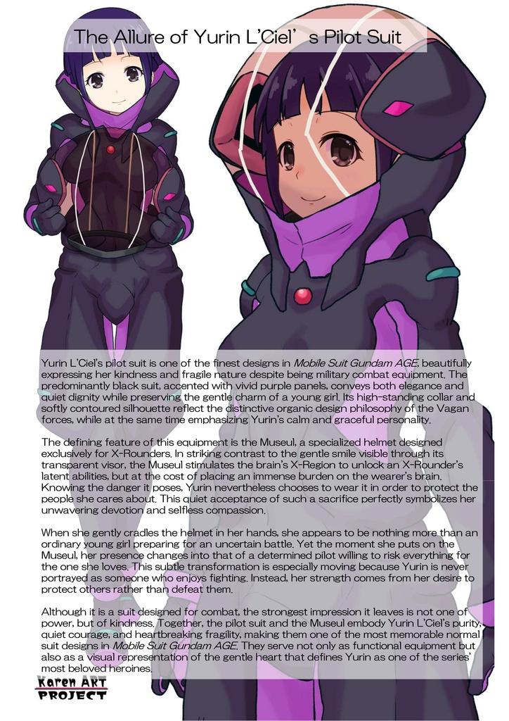 ゆりちゃん+ユリン・ルシェルのパイロットスーツ【機動戦士ガンダムAGE-2】斜め前アングル Diagonal front angle Yuri is wearing Yurin L'Ciel's Pilot Suit【Mobile Suit Gundam AGE-2】