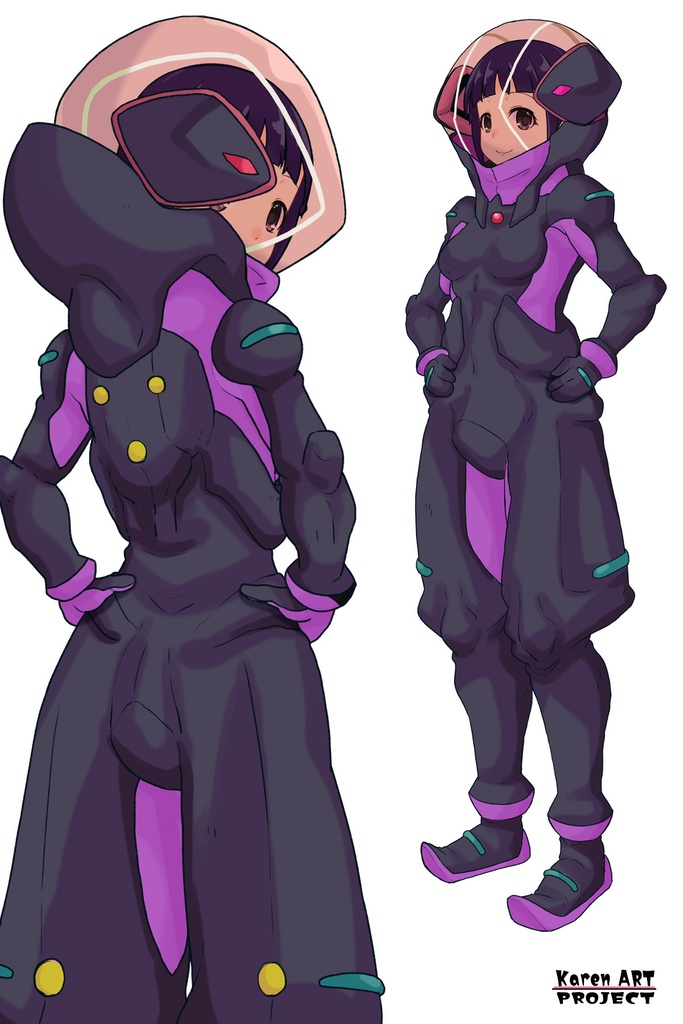 ゆりちゃん+ユリン・ルシェルのパイロットスーツ【機動戦士ガンダムAGE-2】斜め前アングル Diagonal front angle Yuri is wearing Yurin L'Ciel's Pilot Suit【Mobile Suit Gundam AGE-2】