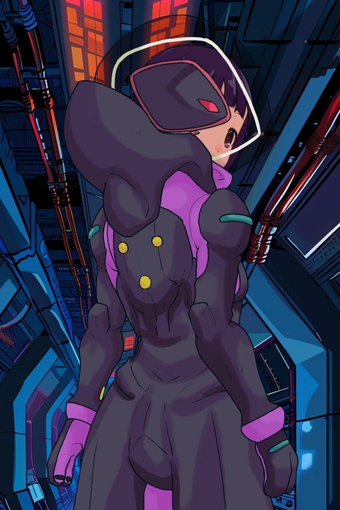 ゆりちゃん+ユリン・ルシェルのパイロットスーツ【機動戦士ガンダムAGE-2】斜め前アングル Diagonal front angle Yuri is wearing Yurin L'Ciel's Pilot Suit【Mobile Suit Gundam AGE-2】