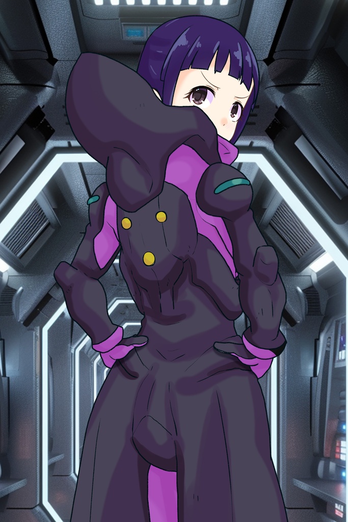 ゆりちゃん+ユリン・ルシェルのパイロットスーツ【機動戦士ガンダムAGE-2】斜め前アングル Diagonal front angle Yuri is wearing Yurin L'Ciel's Pilot Suit【Mobile Suit Gundam AGE-2】