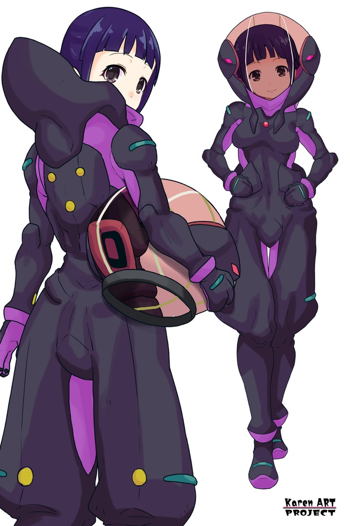 ゆりちゃん+ユリン・ルシェルのパイロットスーツ【機動戦士ガンダムAGE-2】斜め前アングル Diagonal front angle Yuri is wearing Yurin L'Ciel's Pilot Suit【Mobile Suit Gundam AGE-2】